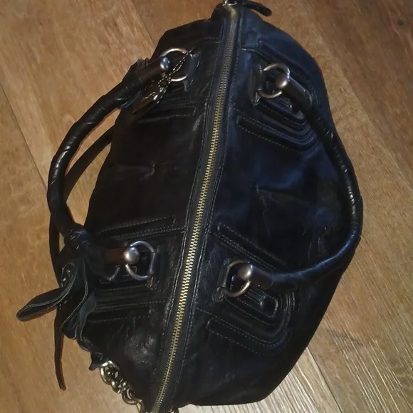 Coach Limited Edition Coach Sophia Black Leather Gunmetal Studs Bag MSRP $795 - Picture 12 of 16